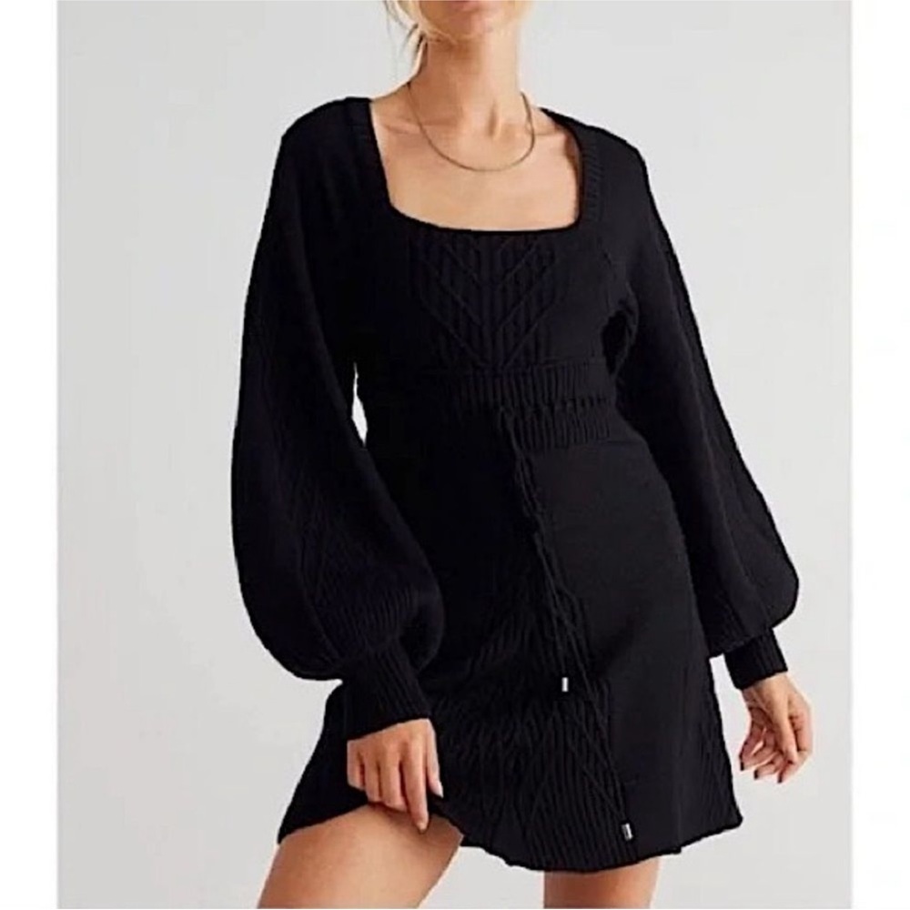 Free People Black Long Sleeve Emmaline Dress